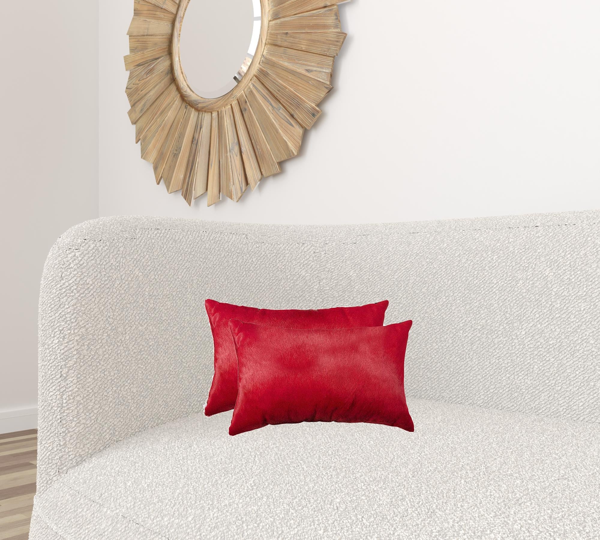 12" X 20" X 5" Wine Cowhide  Pillow 2 Pack-1