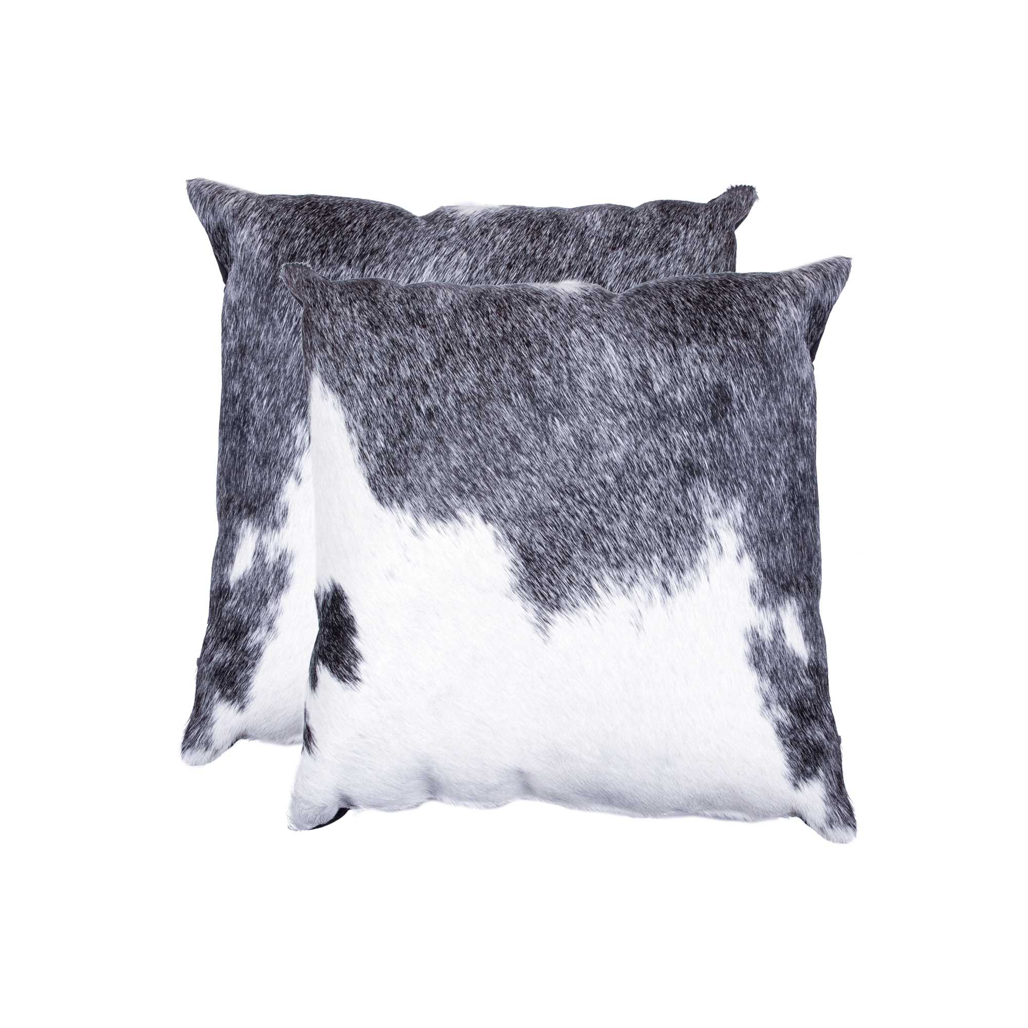 Set of Two 18" Gray and White Cowhide Throw Pillow-Accent Throw Pillows-DECOROLALA