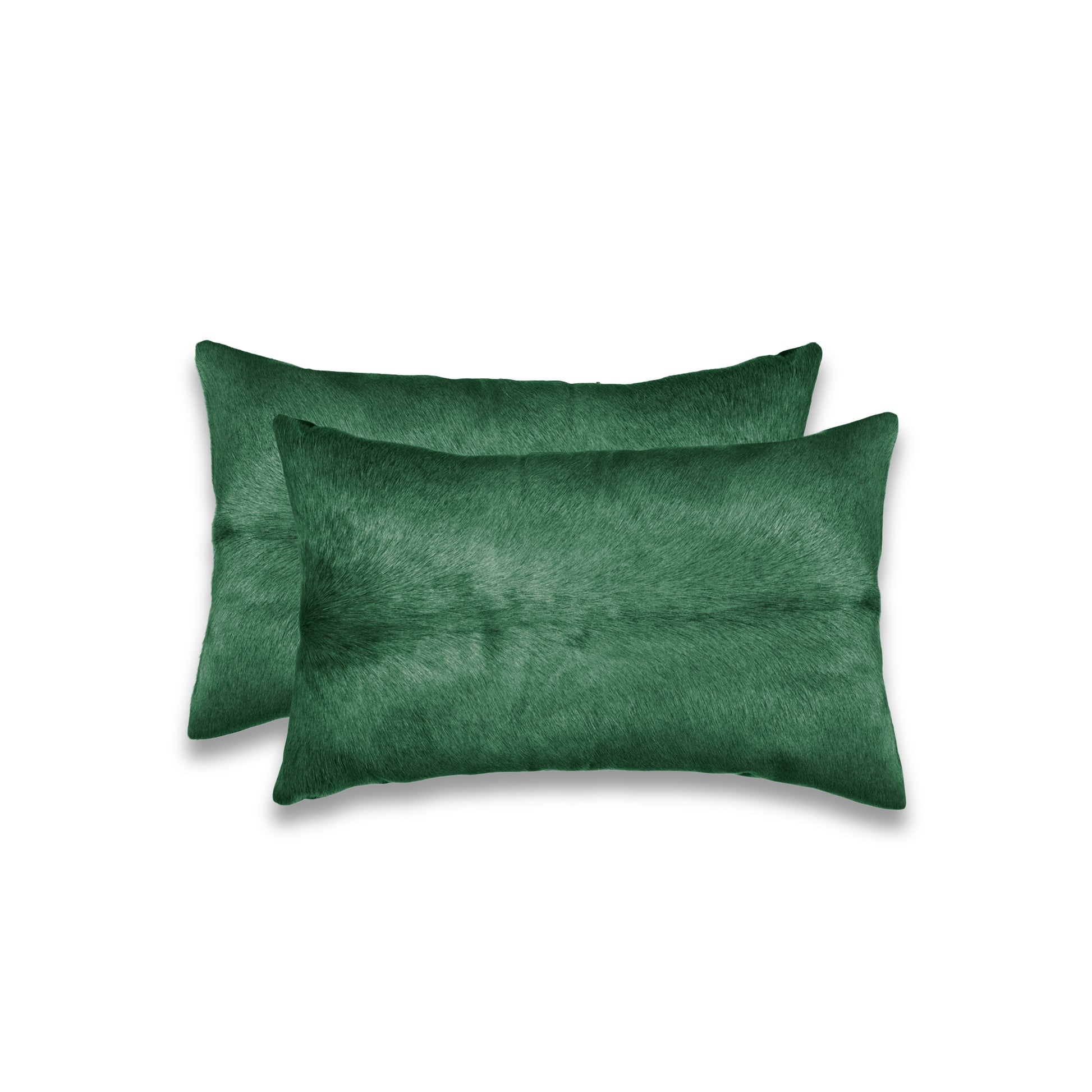 Set of Two 12" X 20" Green Cowhide Throw Pillow-1