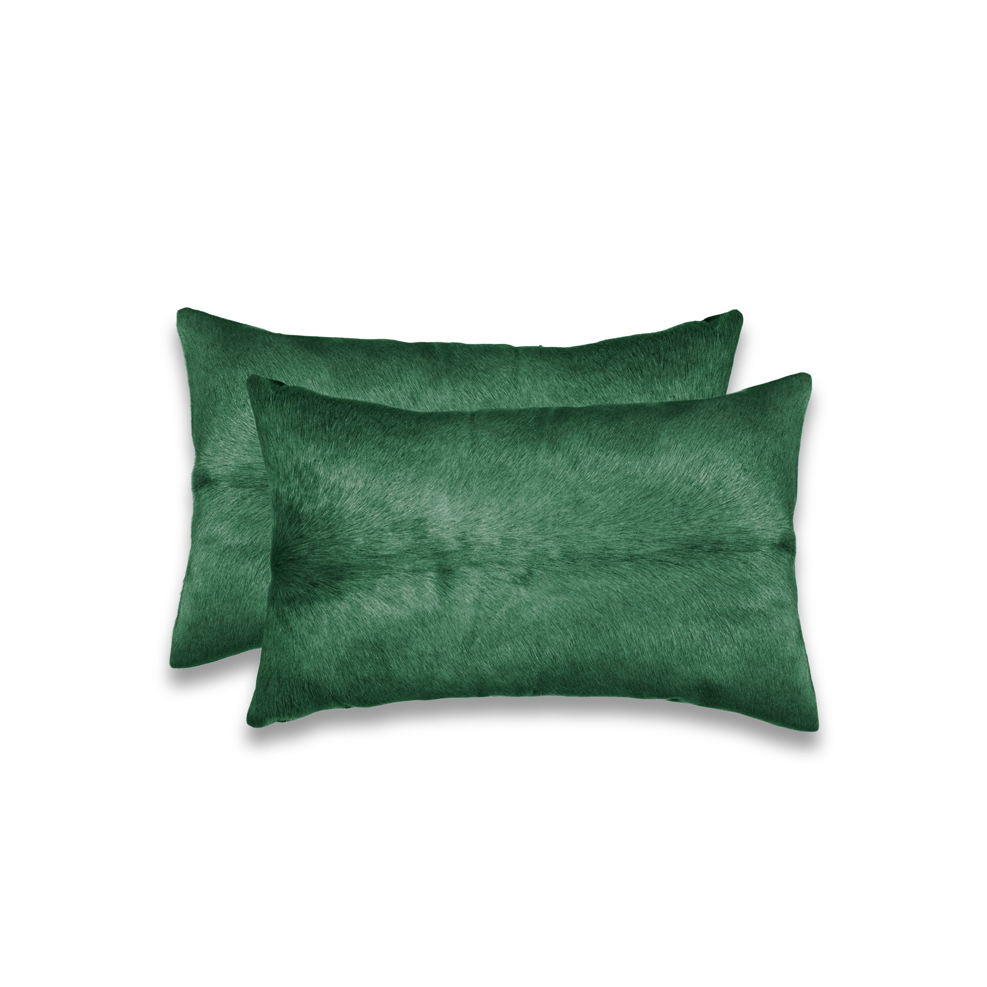 Set of Two 12" X 20" Green Cowhide Throw Pillow-1