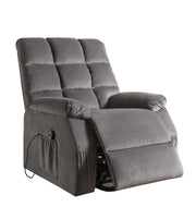34" Gray Velvet Power Heated Massage Recliner-Recliners-DECOROLALA