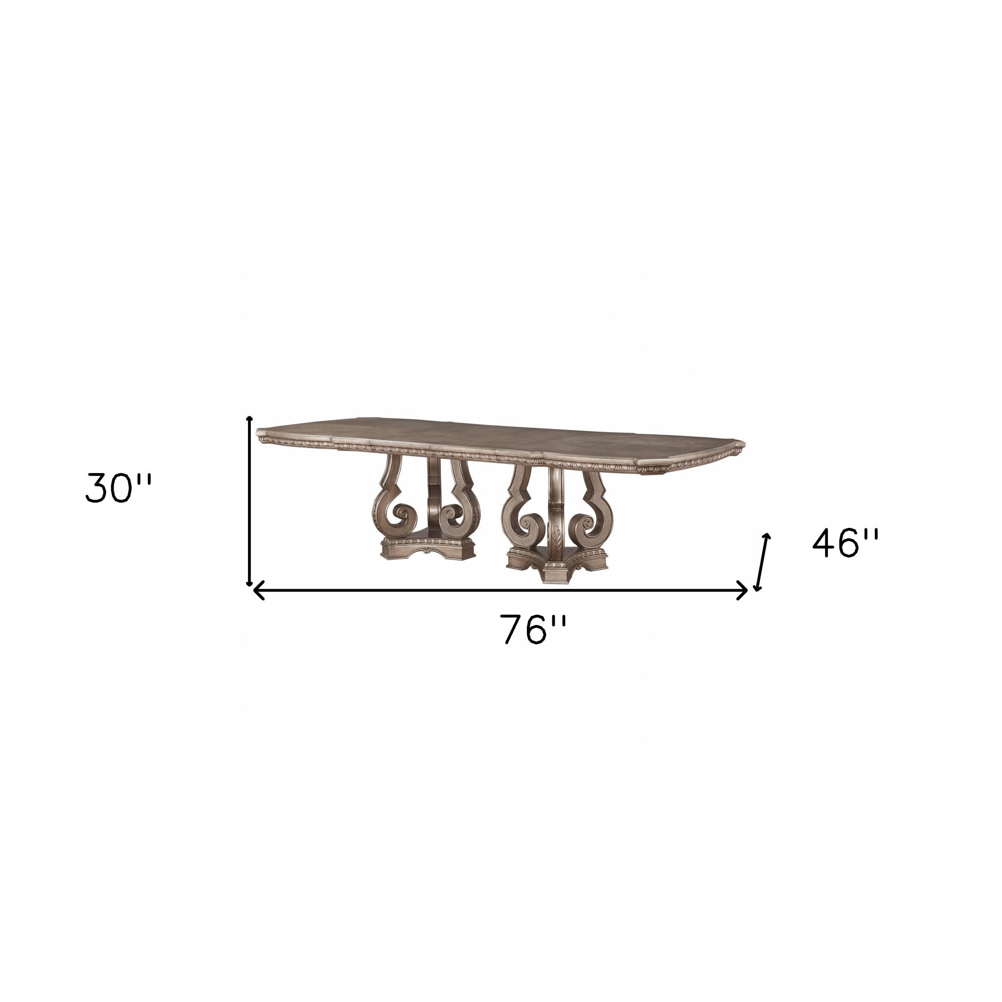 76" Champagne Solid Wood Double Pedestal Base Dining Table-Dining Tables-DECOROLALA