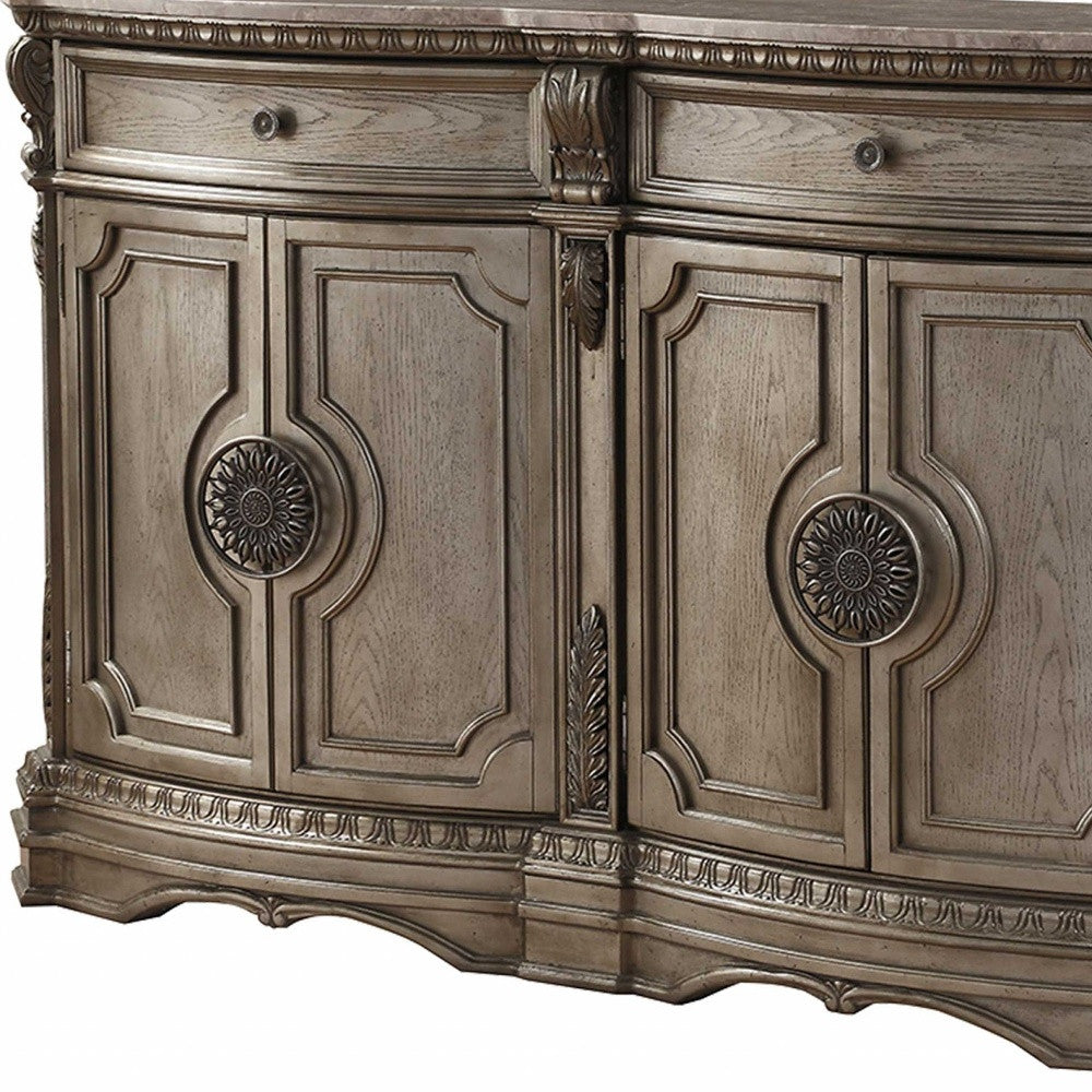 68" Champagne Solid Wood Two Drawer Server-Sideboards-DECOROLALA
