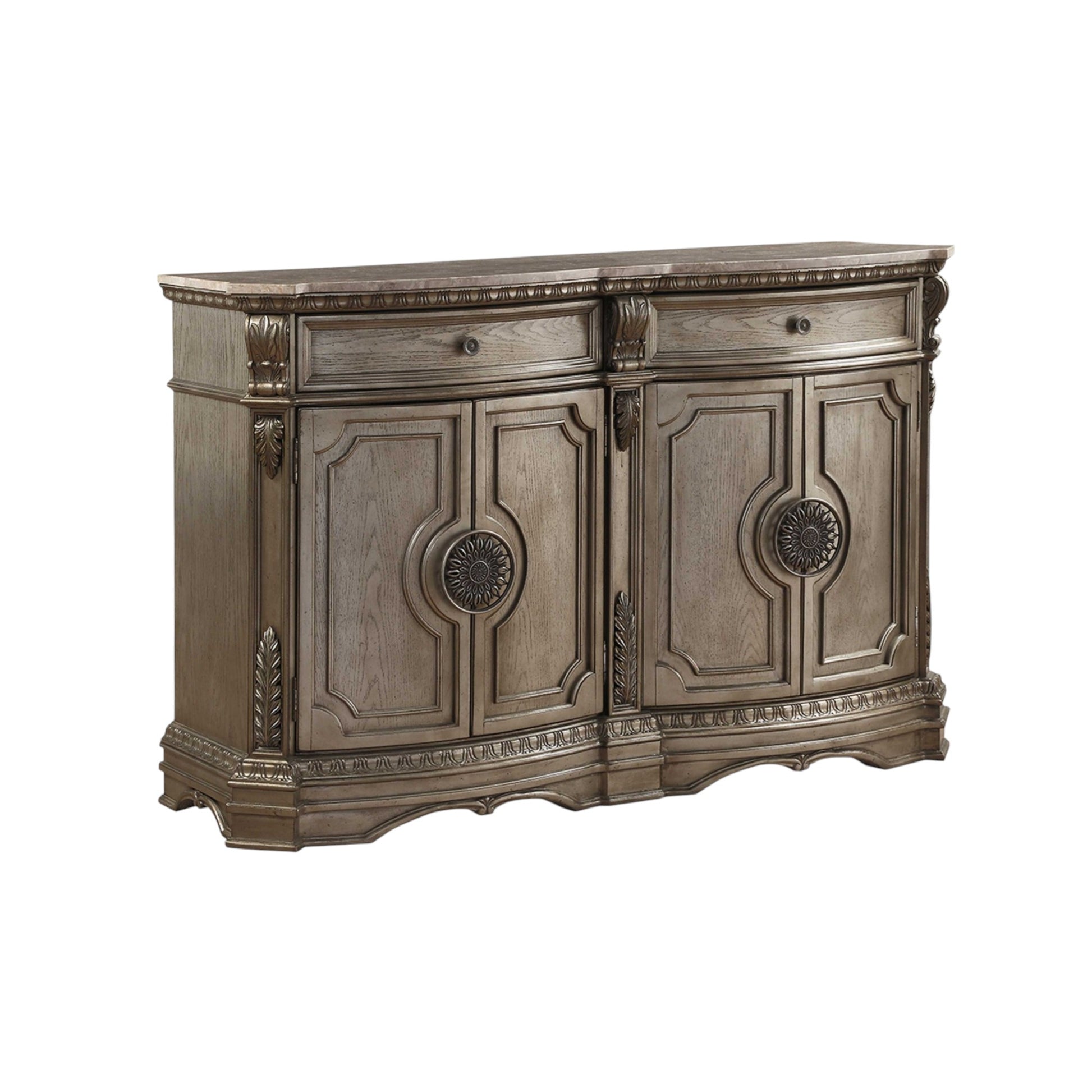68" Champagne Solid Wood Two Drawer Server-Sideboards-DECOROLALA