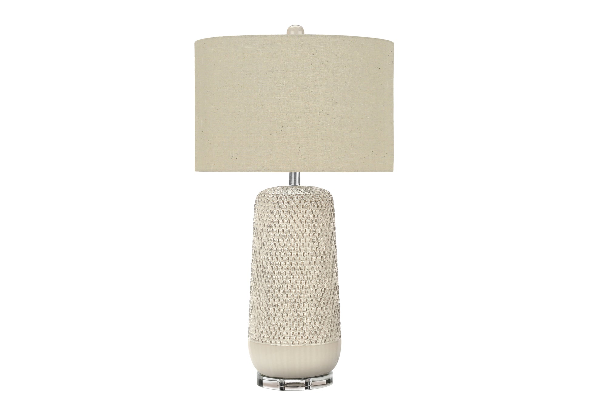 31"H Cream Ceramic Table Lamp with Beige Shade-Lighting-DECOROLALA