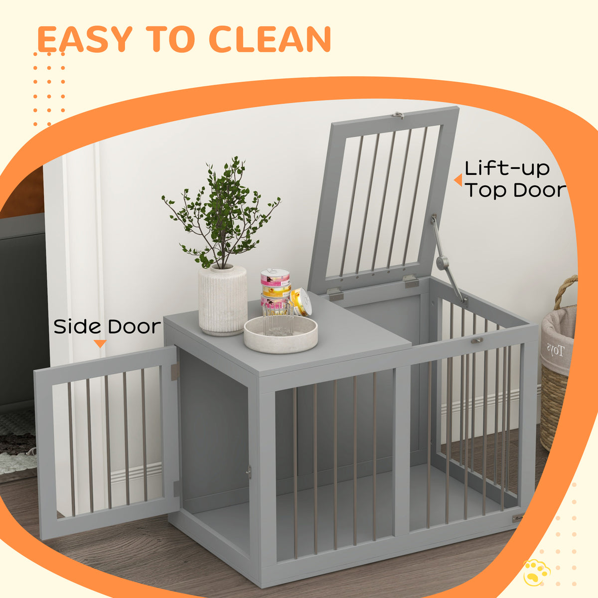 31.5" Dog Crate Furniture - Grey Modern Steel & MDF Dog House-Dogs-DECOROLALA
