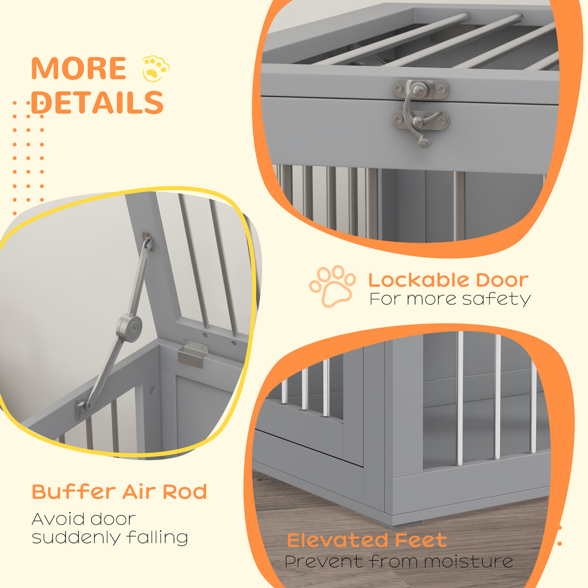 31.5" Dog Crate Furniture - Grey Modern Steel & MDF Dog House-Dogs-DECOROLALA
