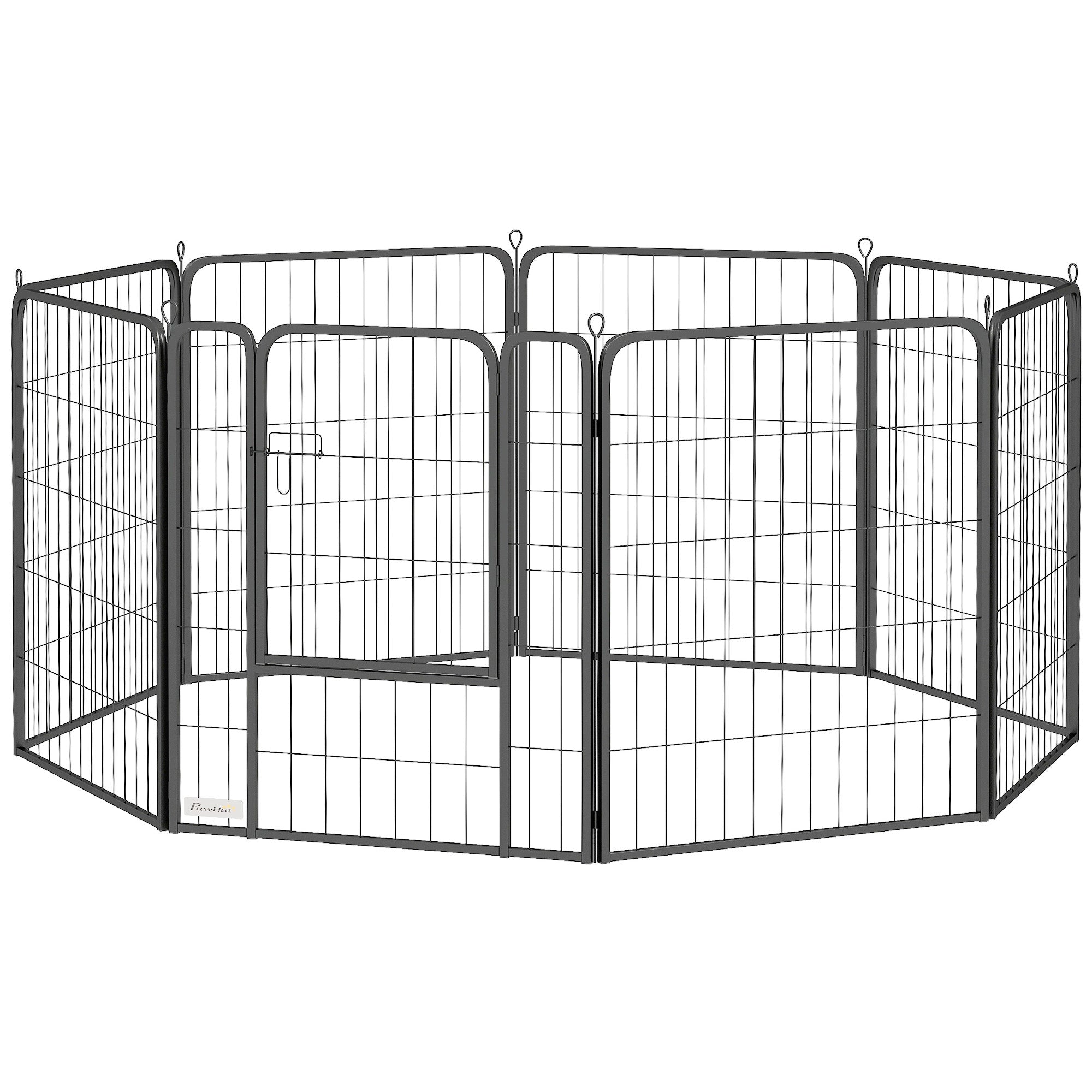 31.5" Dog Playpen Indoor Outdoor, Portable Foldable 8 Panels Pet Playpen with Door & Strap for Medium Dogs-Dogs-DECOROLALA