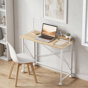 31.5" Folding Desk with Wheels - Natural Wood Finish-Sports & Recreation > Exercise Equipment > Strength Training Equipment > Dumbbells & Barbells-DECOROLALA