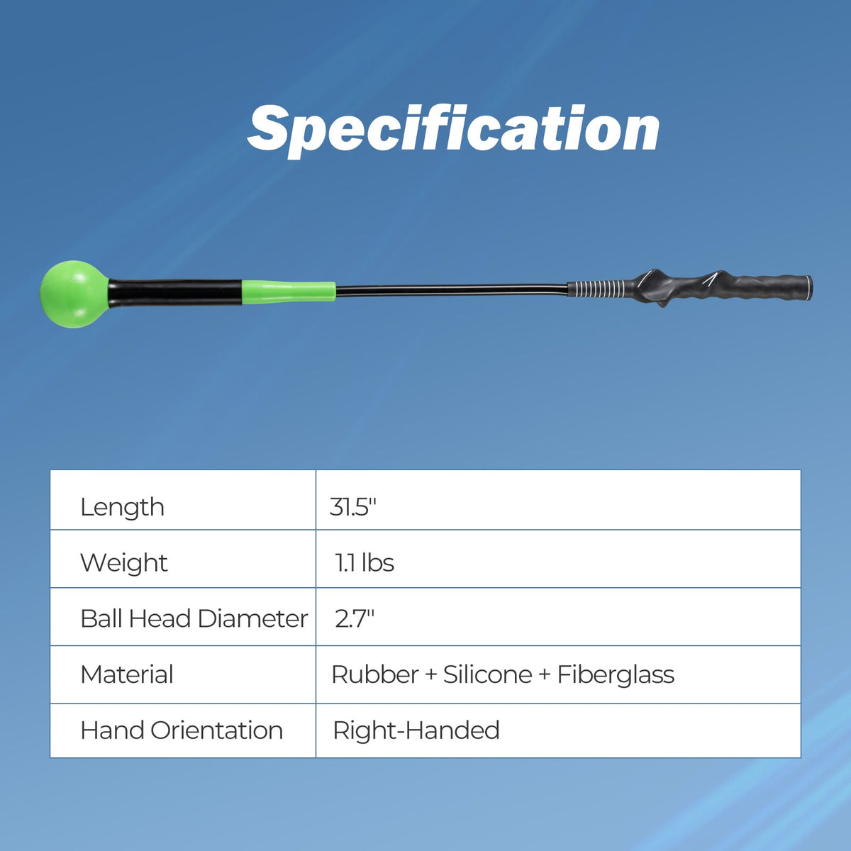 31.5 Inch Golf Swing Trainer Aid with Weighted Head for Grip Rhythm Balance-Green-Golf-DECOROLALA