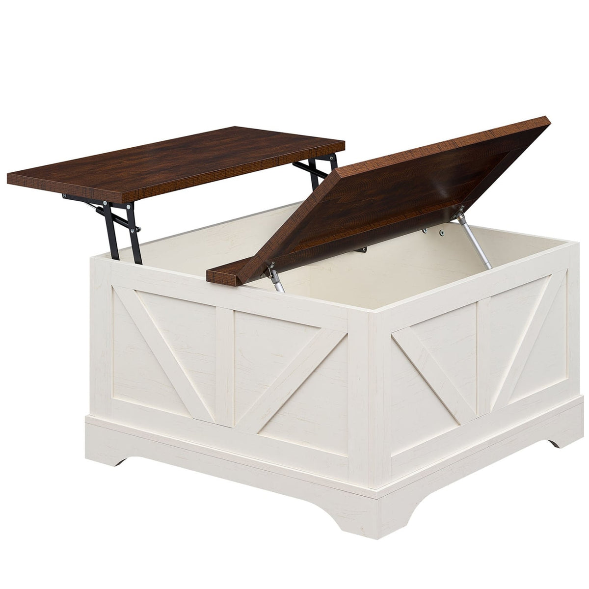 31.5 Inch Square Coffee Table with Lifting Tabletop and Hidden Compartment-Rustic Brown-Coffee Tables-DECOROLALA