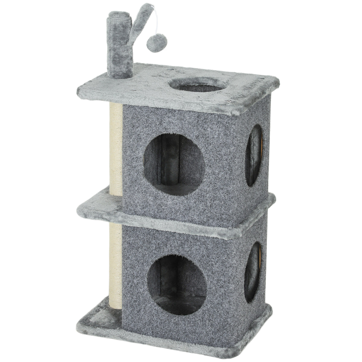 31.5" Multi-Level Cat Tree with 2 Condos and Sisal Posts - Grey-Cats-DECOROLALA