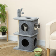 31.5" Multi-Level Cat Tree with 2 Condos and Sisal Posts - Grey-Cats-DECOROLALA