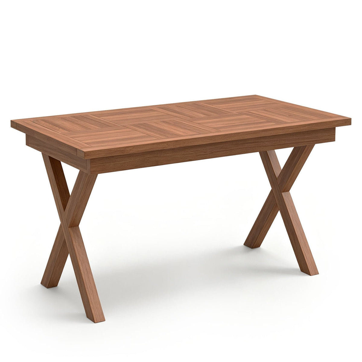 31.5" Outdoor Teak Wood Coffee Table with Slatted Tabletop for Patio-Patio Coffee Tables-DECOROLALA