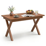 31.5" Outdoor Teak Wood Coffee Table with Slatted Tabletop for Patio-Patio Coffee Tables-DECOROLALA