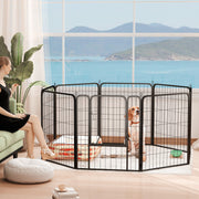 31.5" Portable 8-Panel Steel Dog Playpen - Black Foldable Pet Pen-Dogs-DECOROLALA