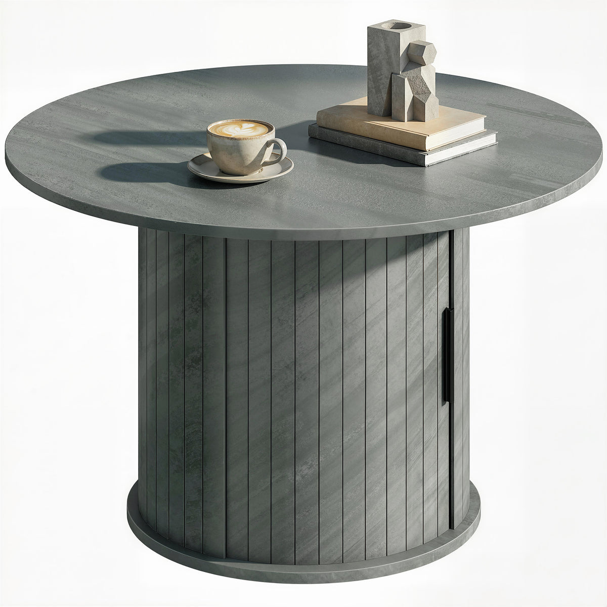 31.5" Round Coffee Table with Storage - Cement Grey-Home Furnishings > Living Room Furniture > Coffee Tables-DECOROLALA
