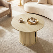 31.5" Round Coffee Table with Storage - Natural Wood-Coffee Tables-DECOROLALA