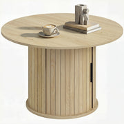 31.5" Round Coffee Table with Storage - Natural Wood-Home Furnishings > Living Room Furniture > Coffee Tables-DECOROLALA