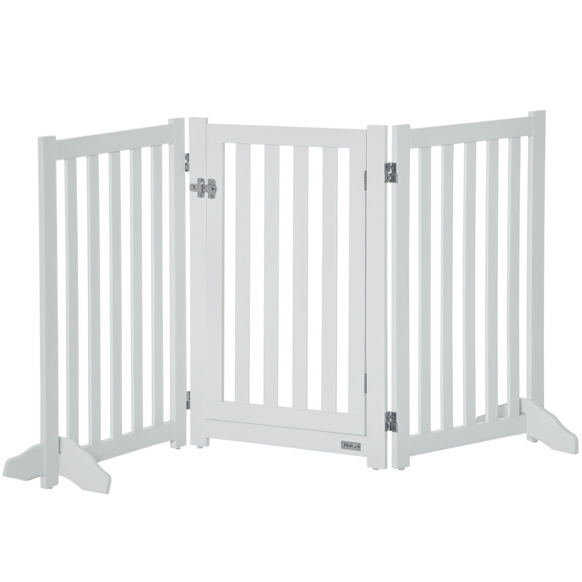 31.5"H Foldable 3-Panel Freestanding Dog Gate with Door - White-Dogs-DECOROLALA