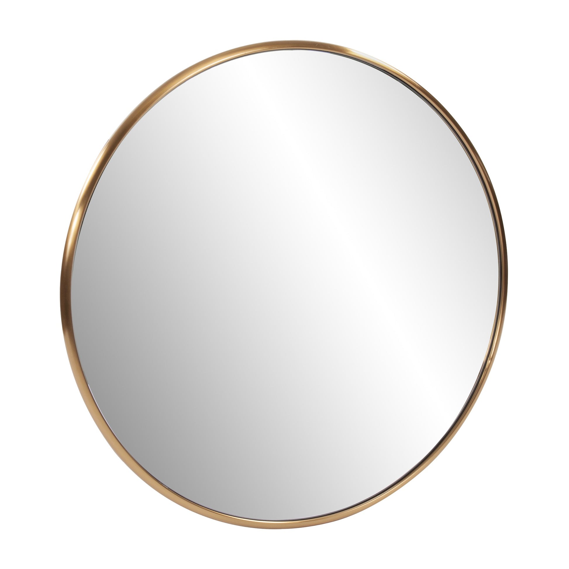 32" Antiqued Brushed Brass Round Wall Mirror-Mirrors-DECOROLALA