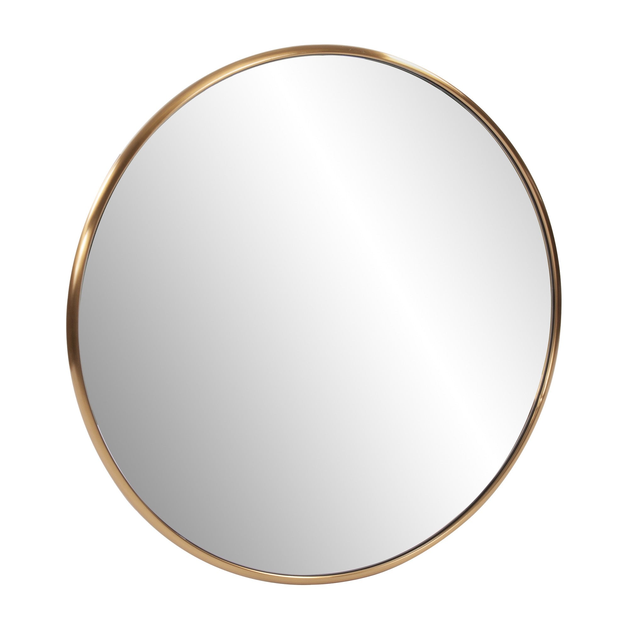 32" Antiqued Brushed Brass Round Wall Mirror-Mirrors-DECOROLALA
