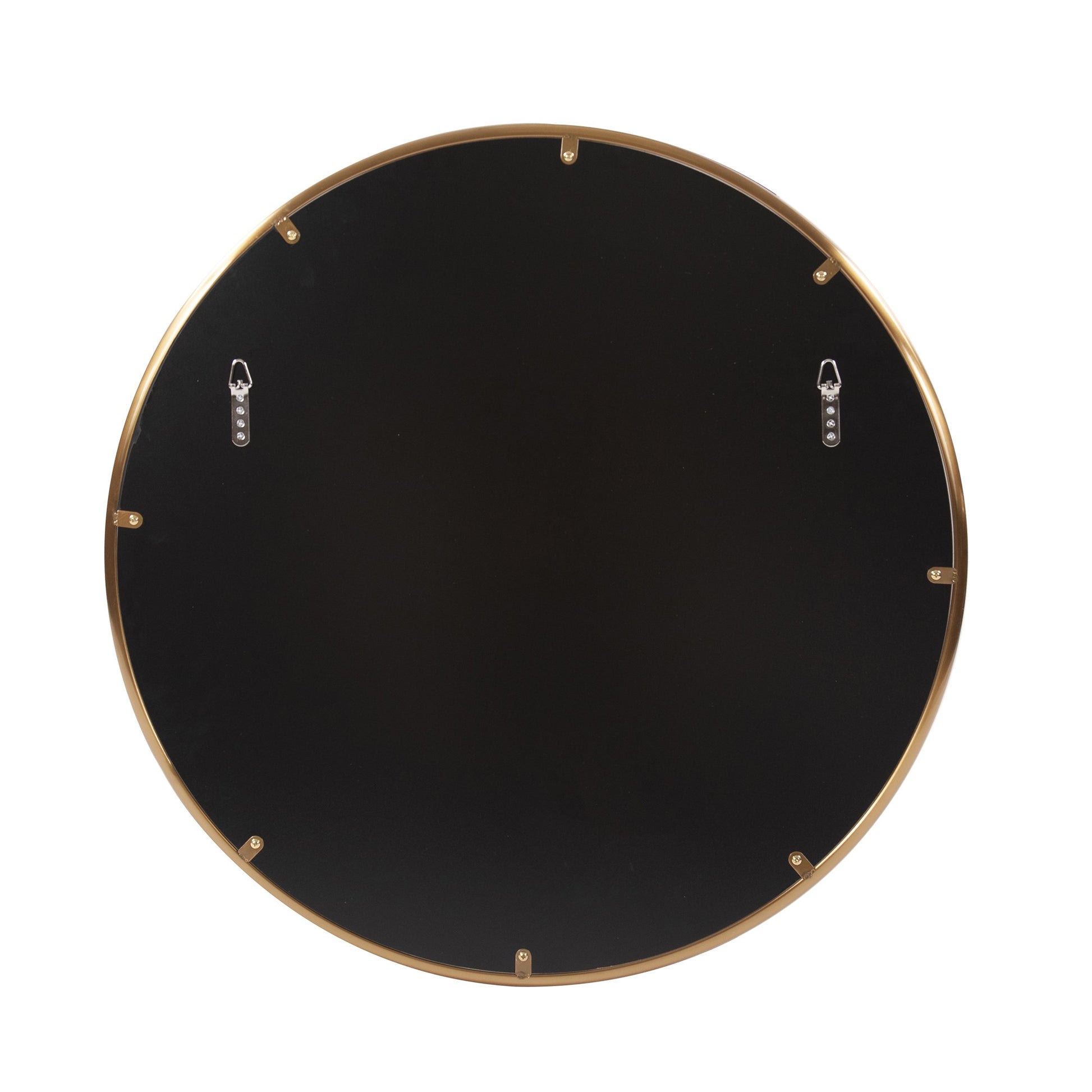 32" Antiqued Brushed Brass Round Wall Mirror-Mirrors-DECOROLALA