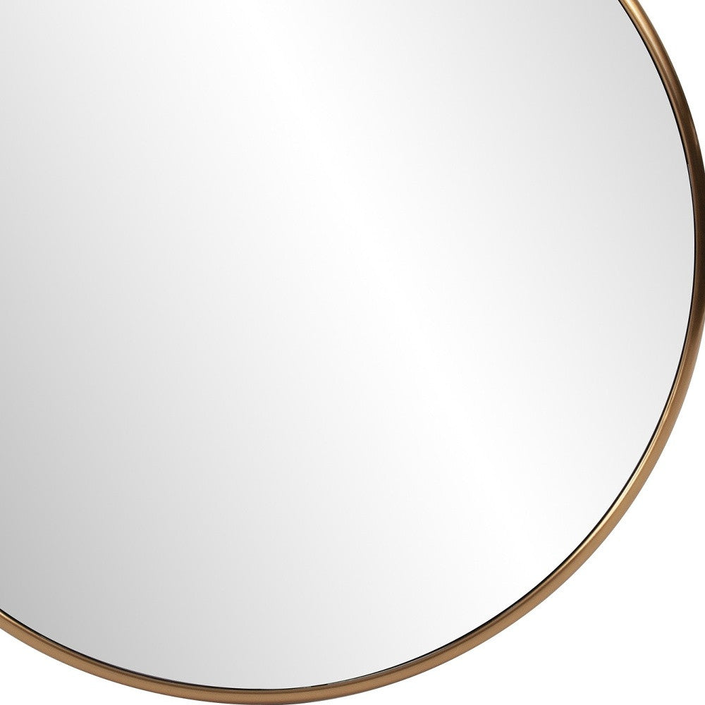 32" Antiqued Brushed Brass Round Wall Mirror-Mirrors-DECOROLALA