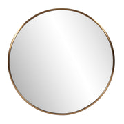 32" Antiqued Brushed Brass Round Wall Mirror-Mirrors-DECOROLALA