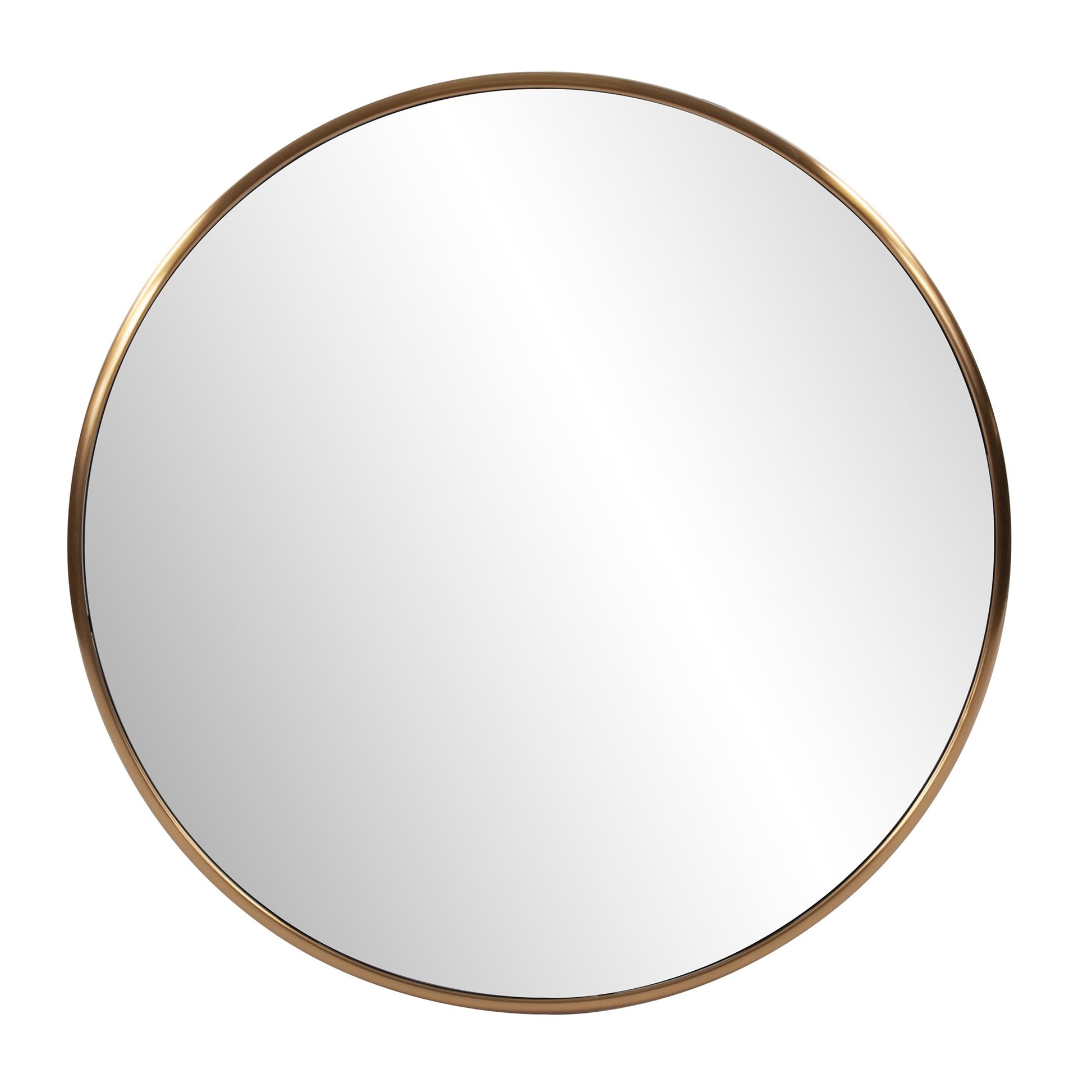 32" Antiqued Brushed Brass Round Wall Mirror-Mirrors-DECOROLALA