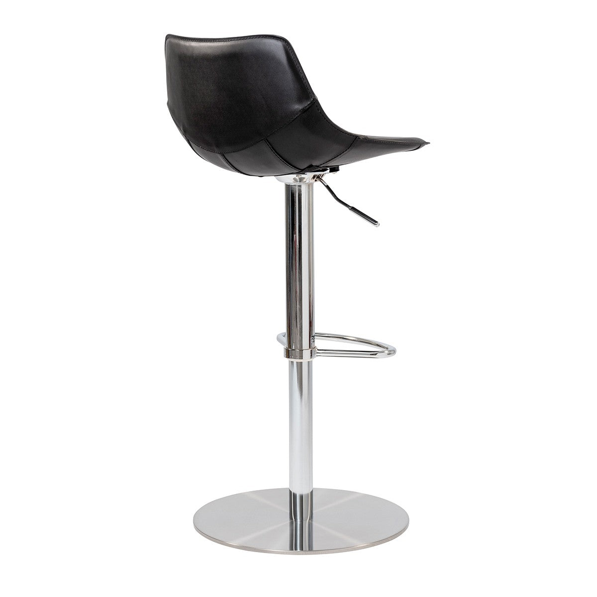 32" Black And Silver Steel Swivel Low Back Bar Height Bar Chair-Bar Chairs-DECOROLALA