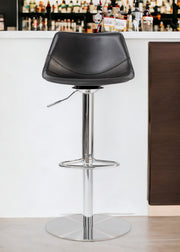 32" Black And Silver Steel Swivel Low Back Bar Height Bar Chair-Bar Chairs-DECOROLALA