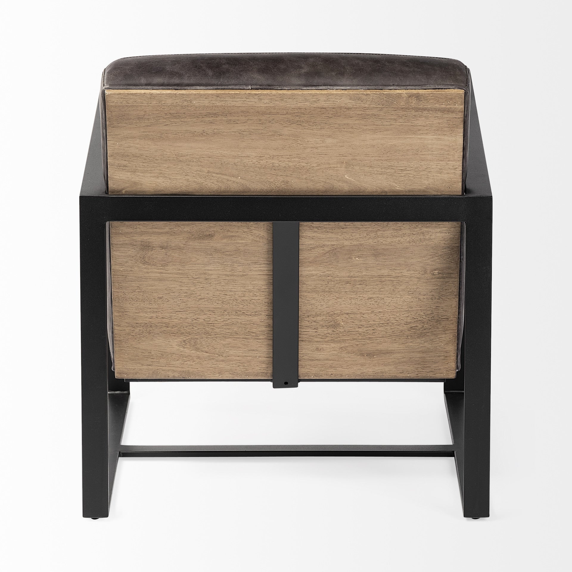 32" Black Genuine Leather Distressed Arm Chair-Accent Chairs-DECOROLALA