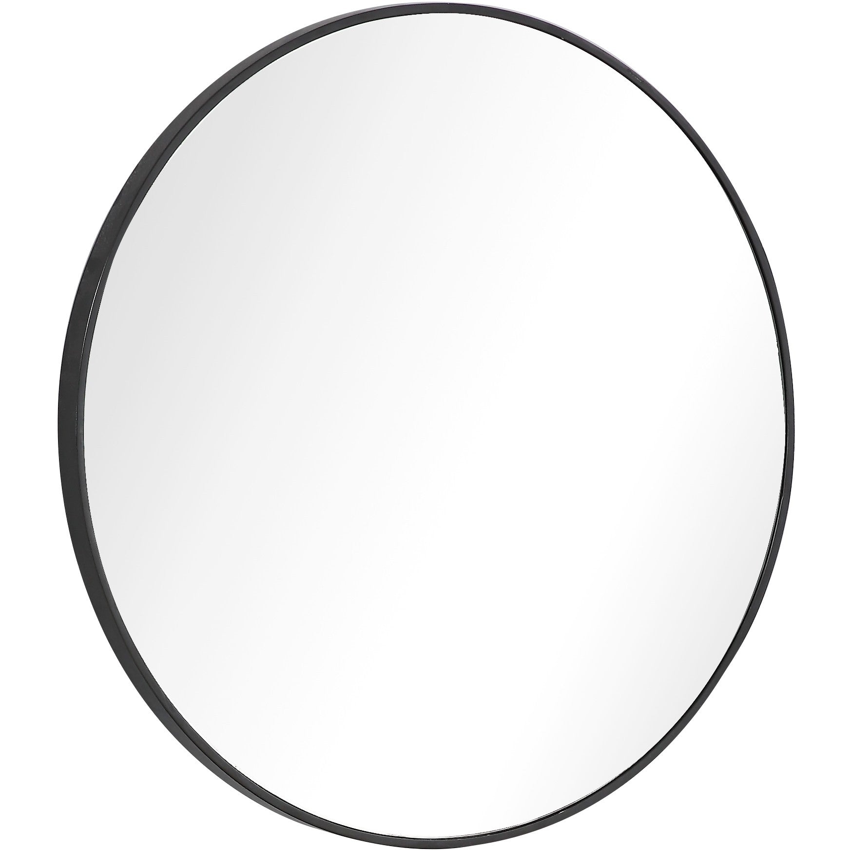 32" Black Round Framed Accent Mirror-Mirrors-DECOROLALA