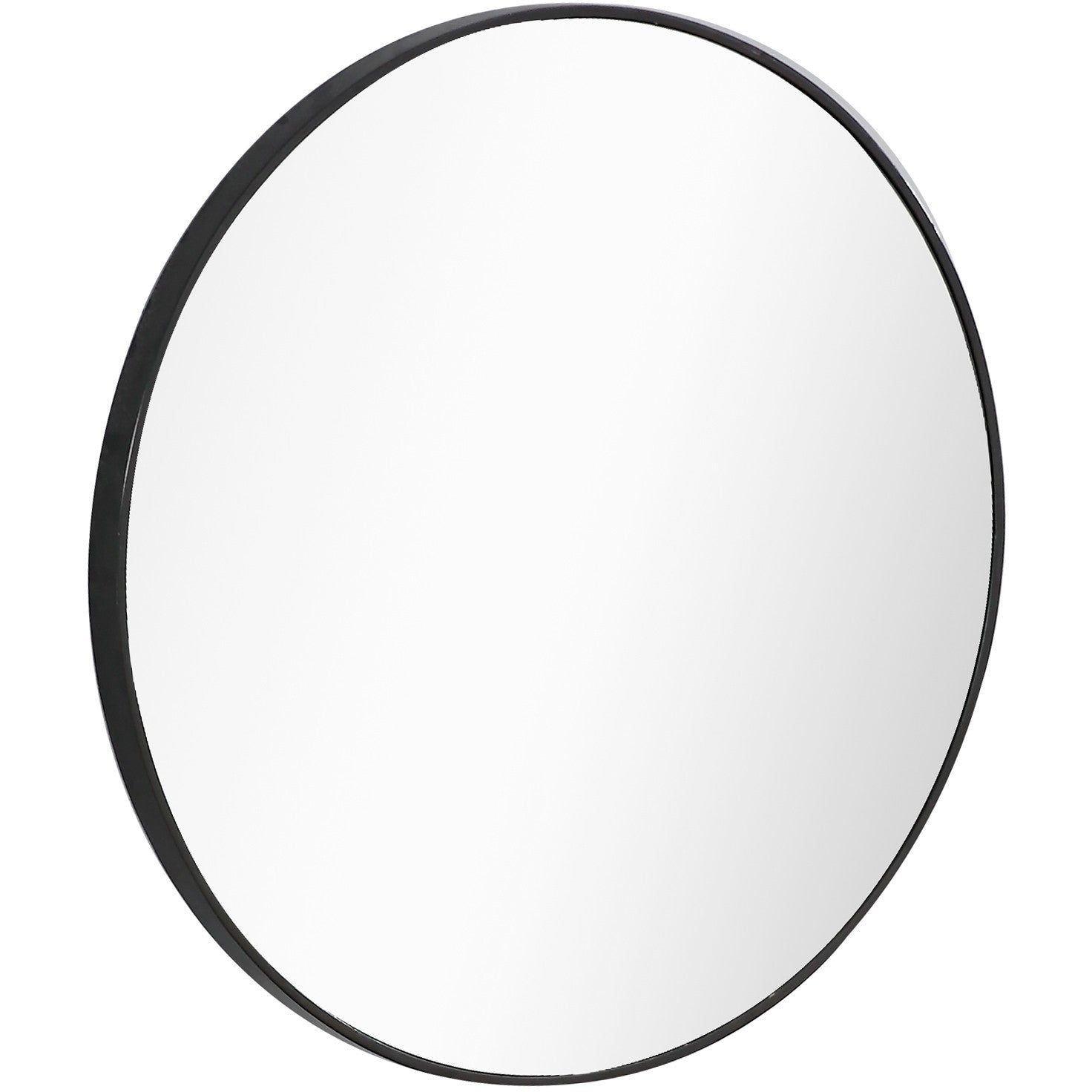 32" Black Round Framed Accent Mirror-Mirrors-DECOROLALA