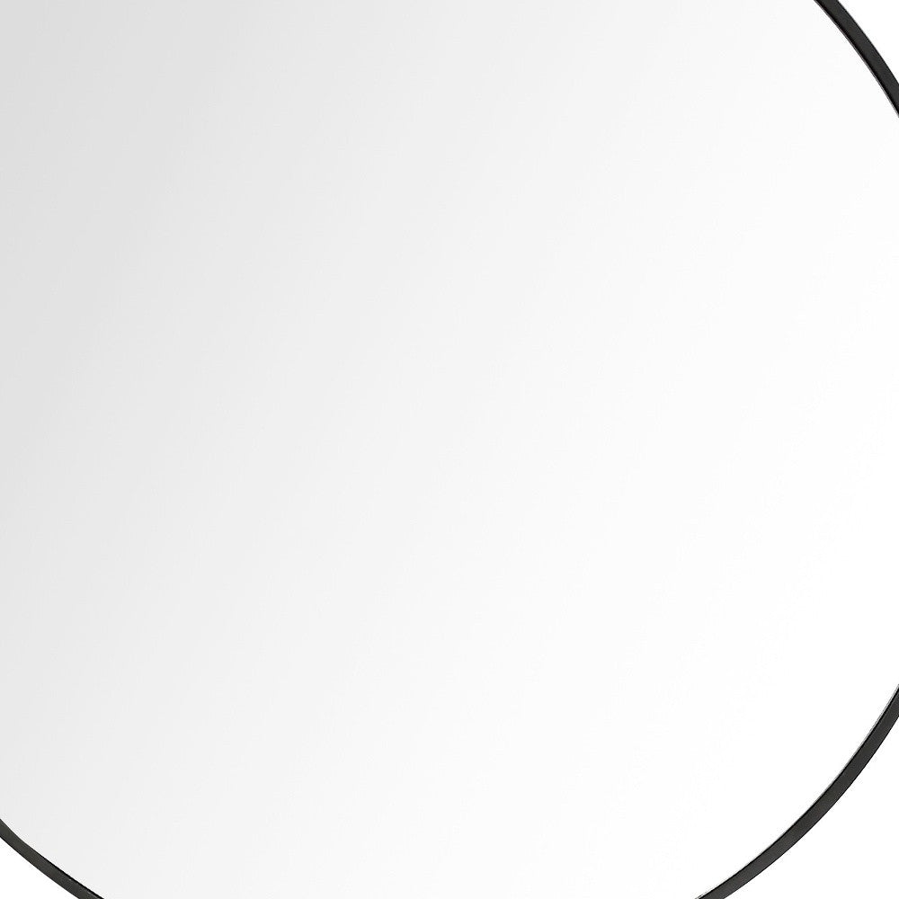 32" Black Round Framed Accent Mirror-Mirrors-DECOROLALA