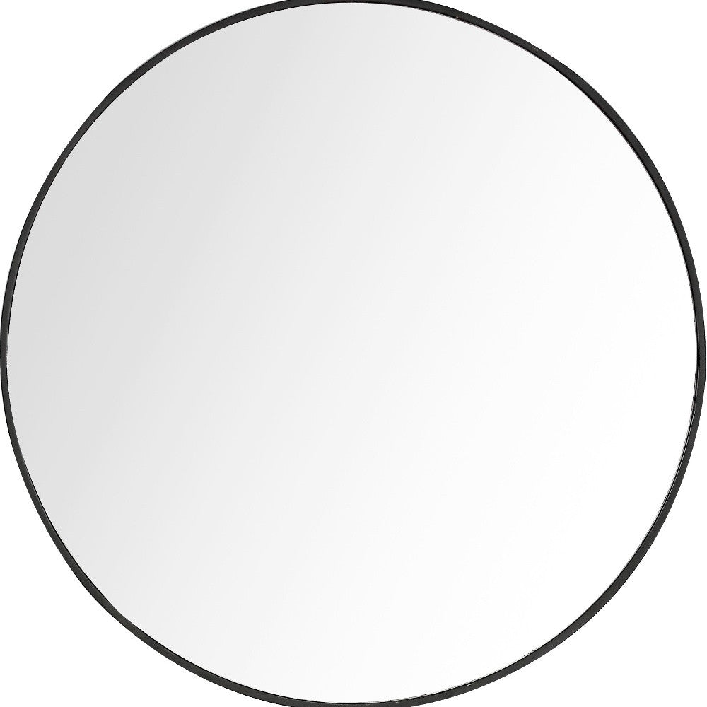 32" Black Round Framed Accent Mirror-Mirrors-DECOROLALA