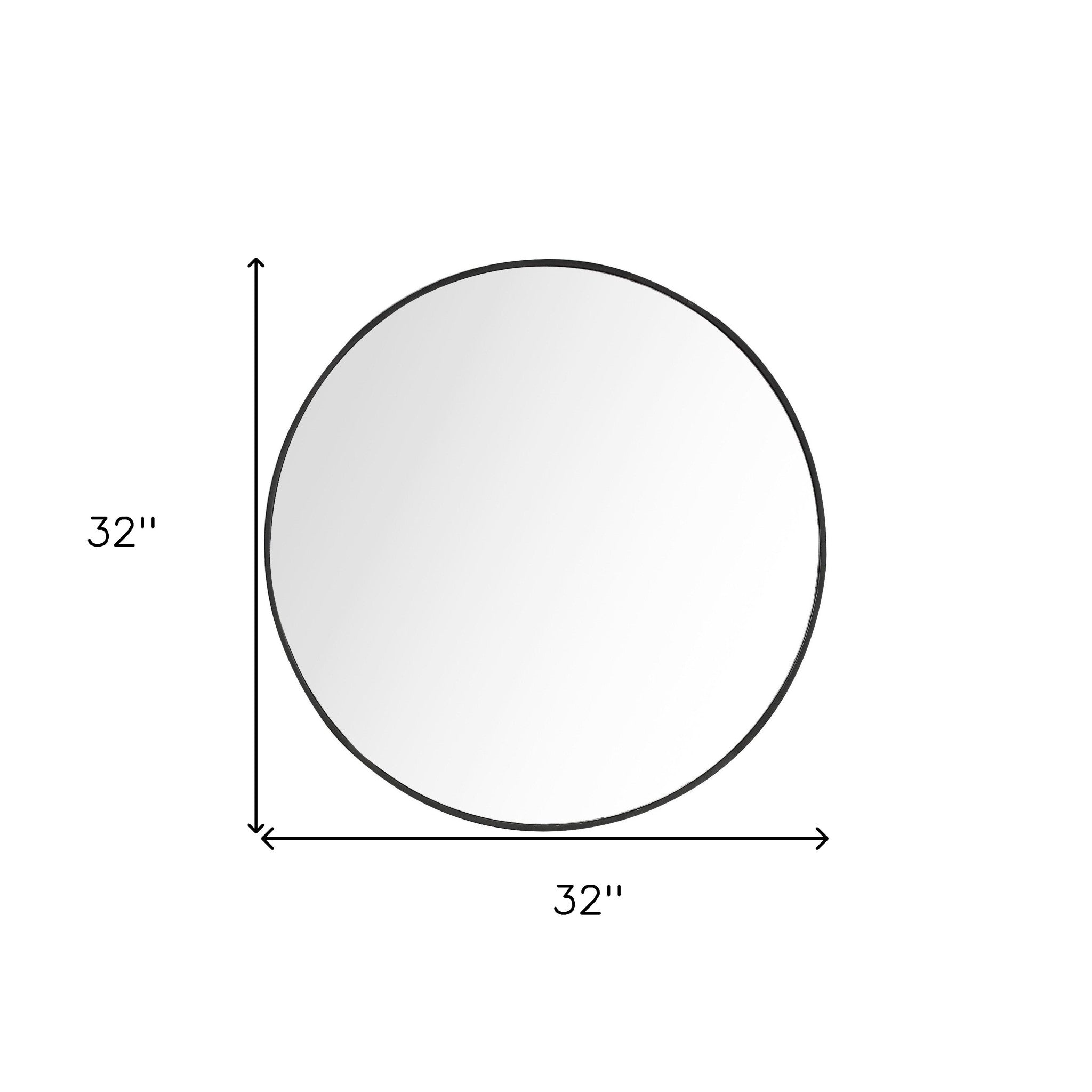32" Black Round Framed Accent Mirror-Mirrors-DECOROLALA