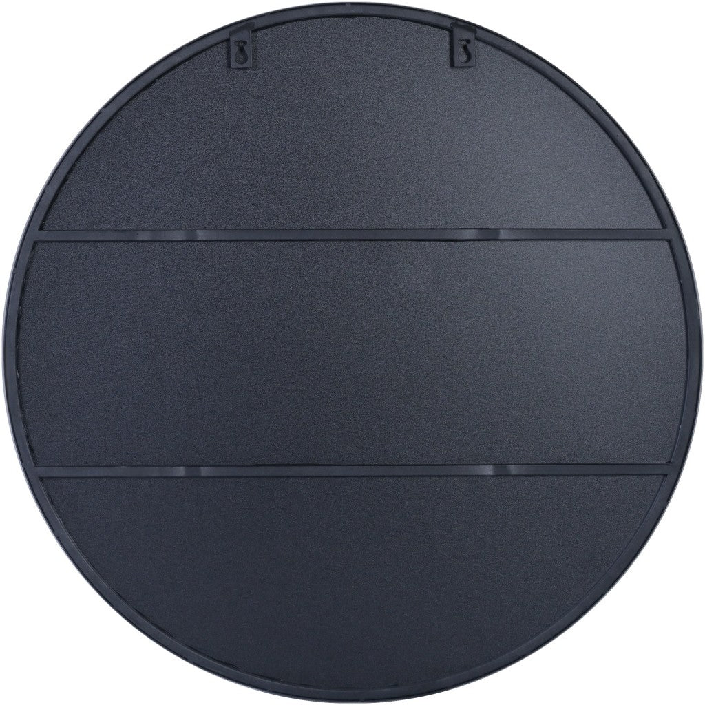 32" Black Round Metal Framed Accent Mirror-Mirrors-DECOROLALA