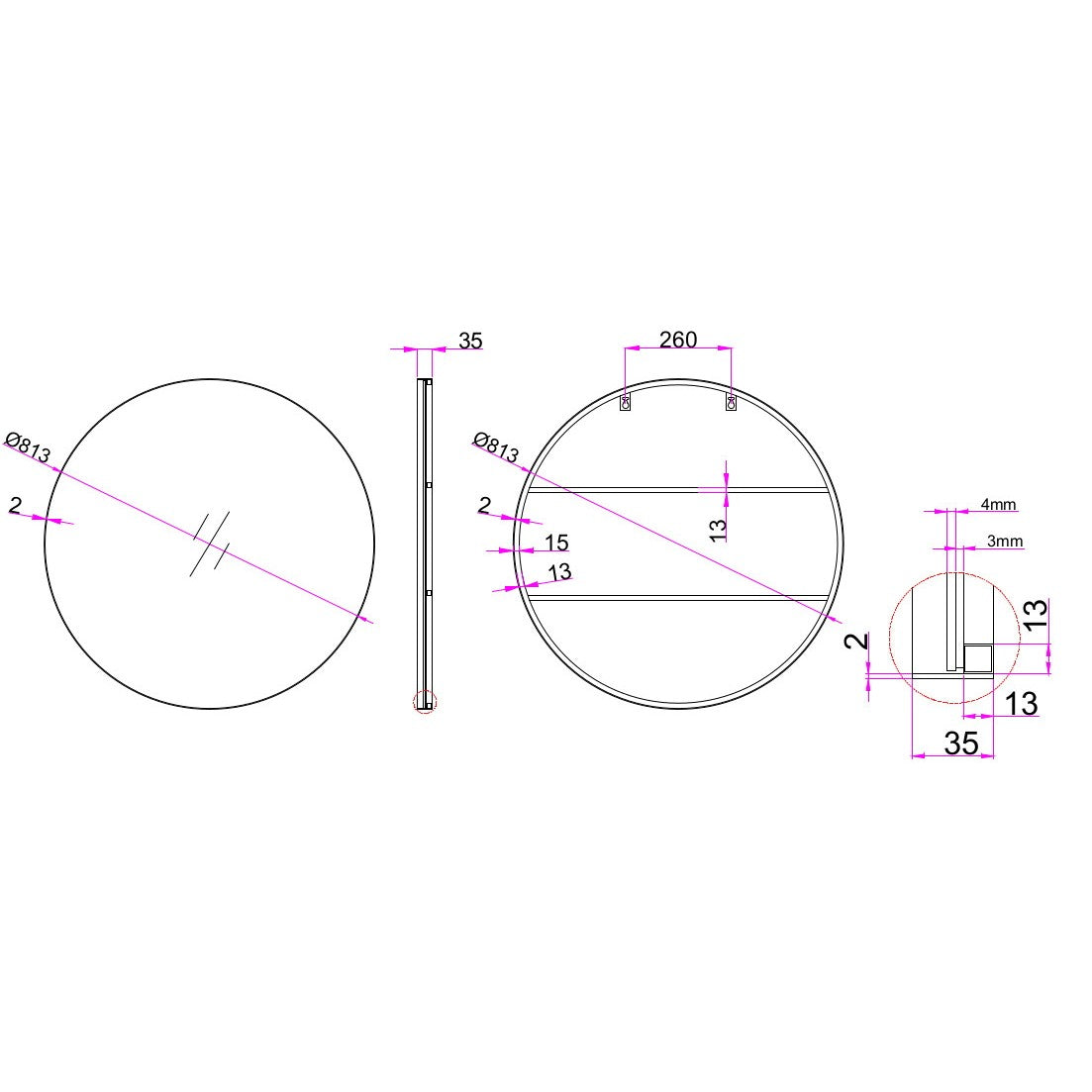 32" Black Round Metal Framed Accent Mirror-Mirrors-DECOROLALA