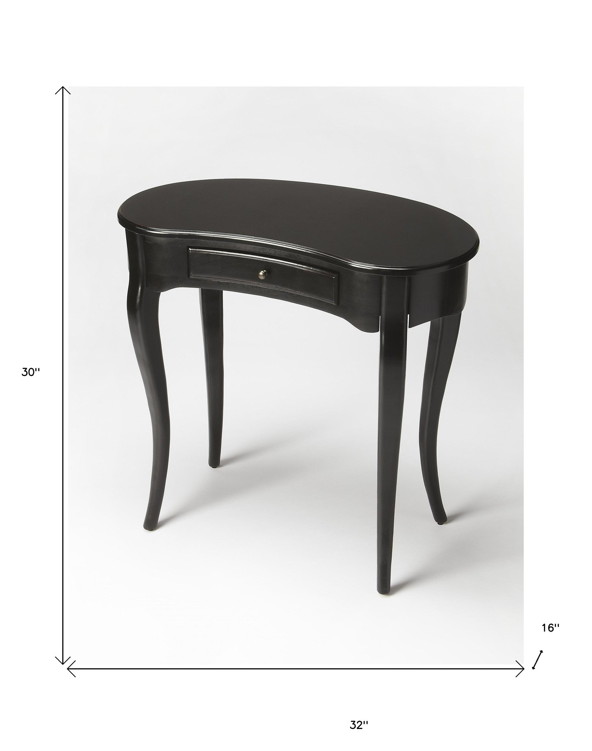 32" Black Solid Manufactured Wood Kidney Writing Desk-Desks-DECOROLALA