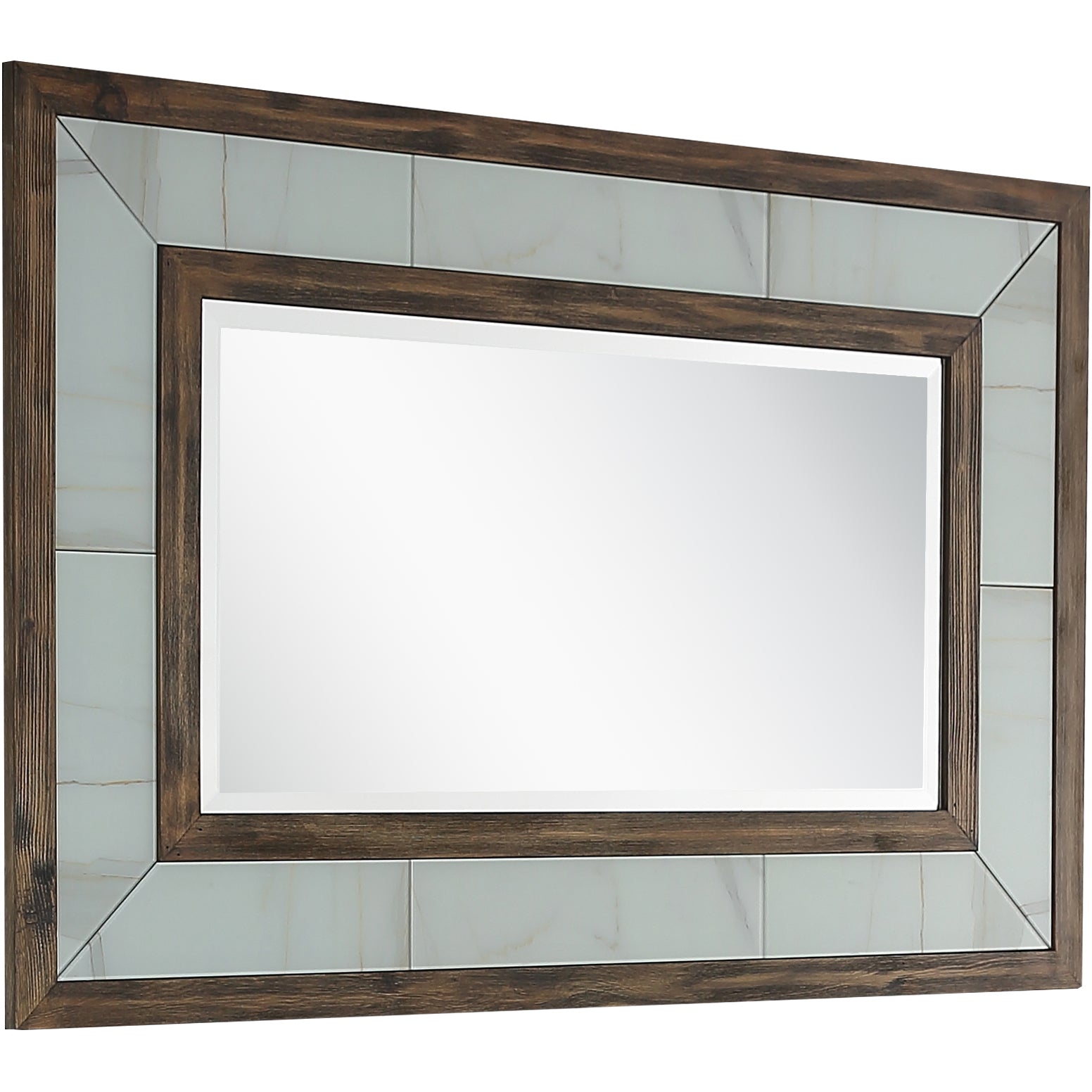 32" Brown Wood Framed Accent Mirror-Mirrors-DECOROLALA
