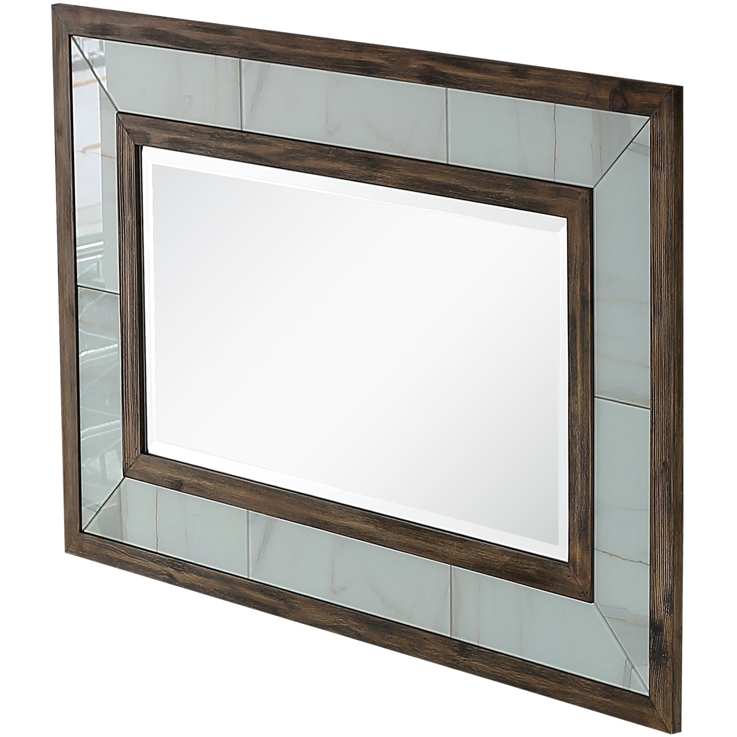 32" Brown Wood Framed Accent Mirror-Mirrors-DECOROLALA