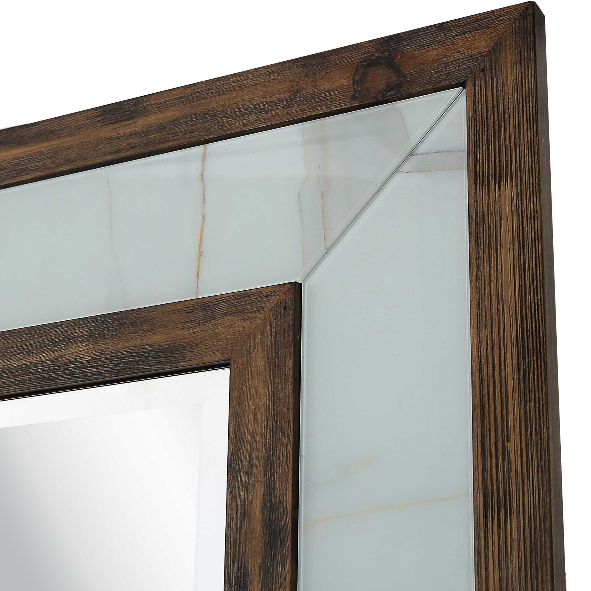32" Brown Wood Framed Accent Mirror-Mirrors-DECOROLALA