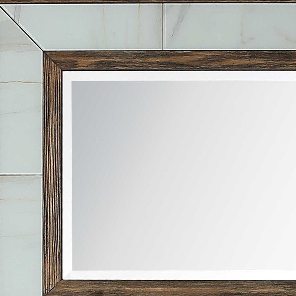 32" Brown Wood Framed Accent Mirror-Mirrors-DECOROLALA