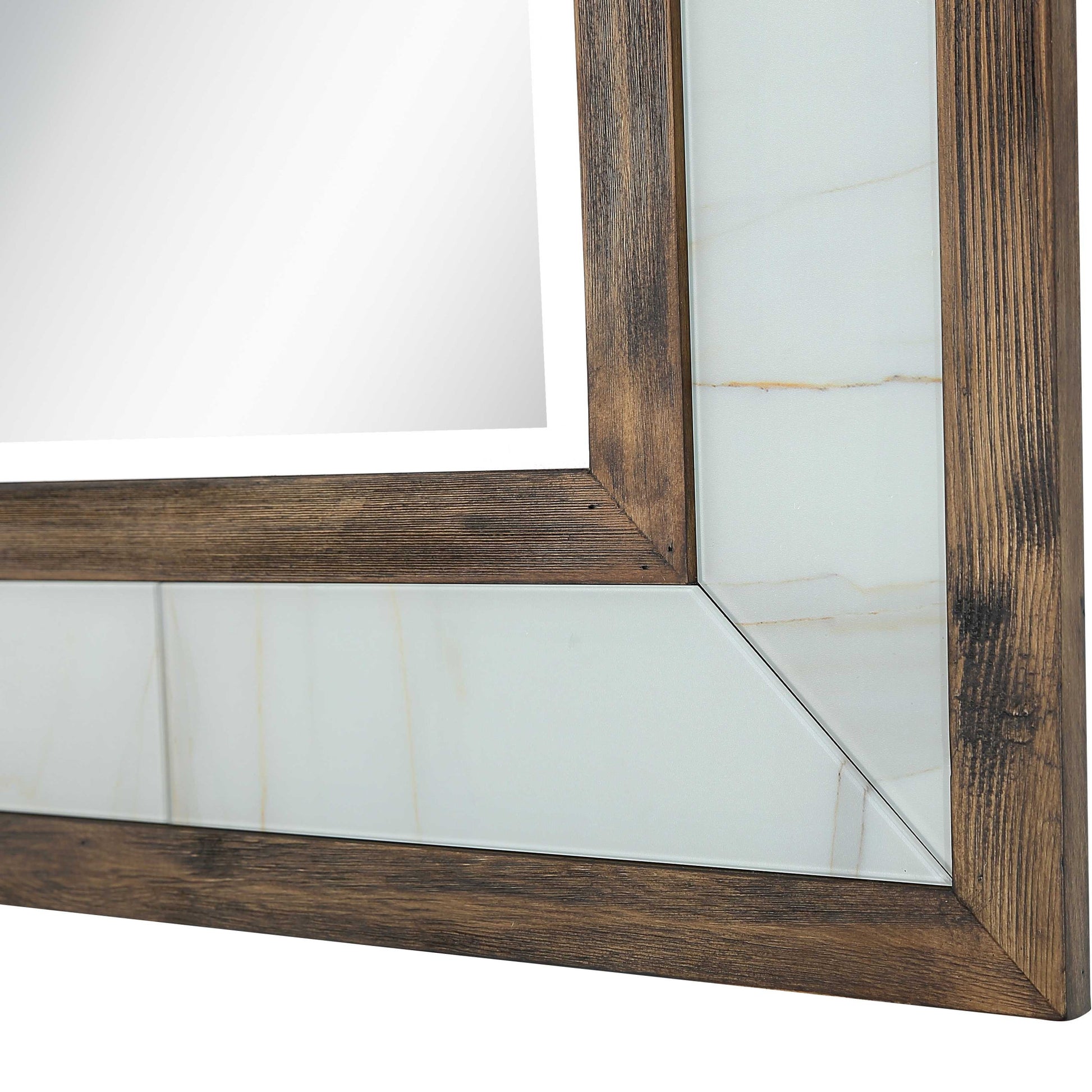 32" Brown Wood Framed Accent Mirror-Mirrors-DECOROLALA