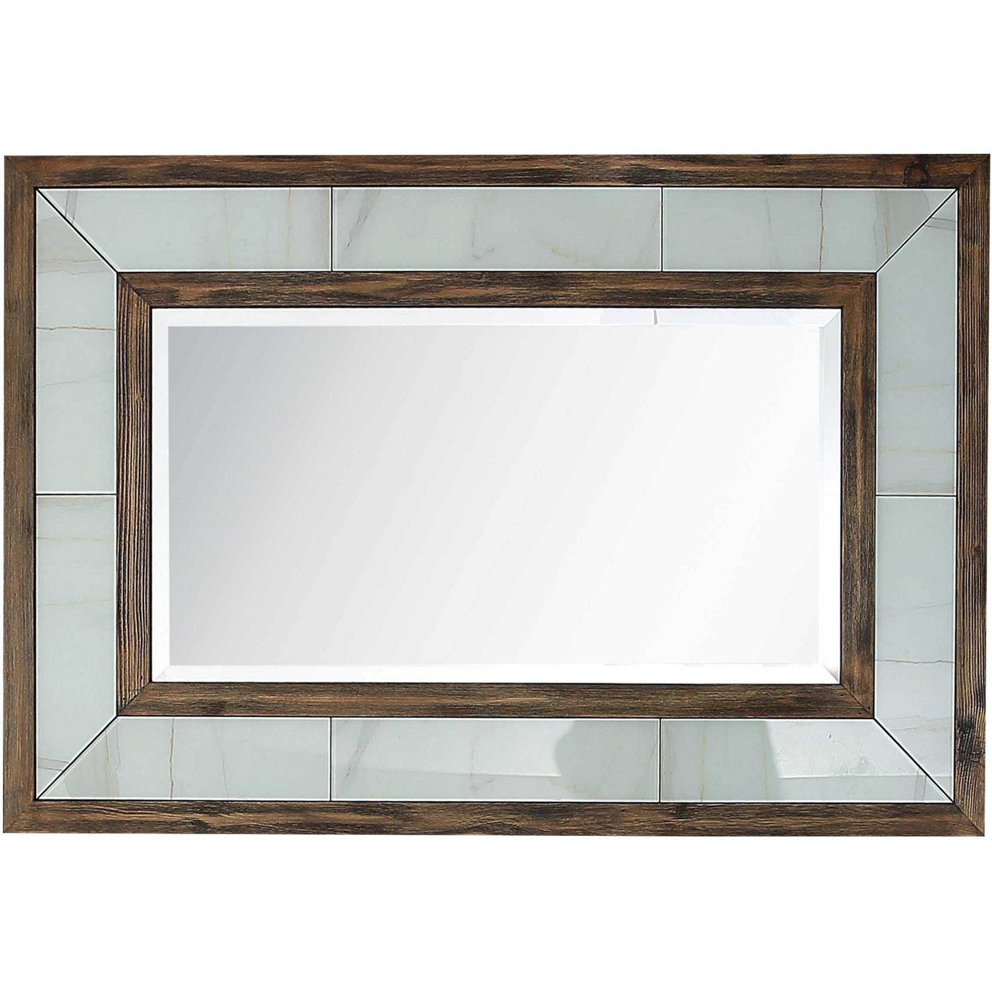 32" Brown Wood Framed Accent Mirror-Mirrors-DECOROLALA