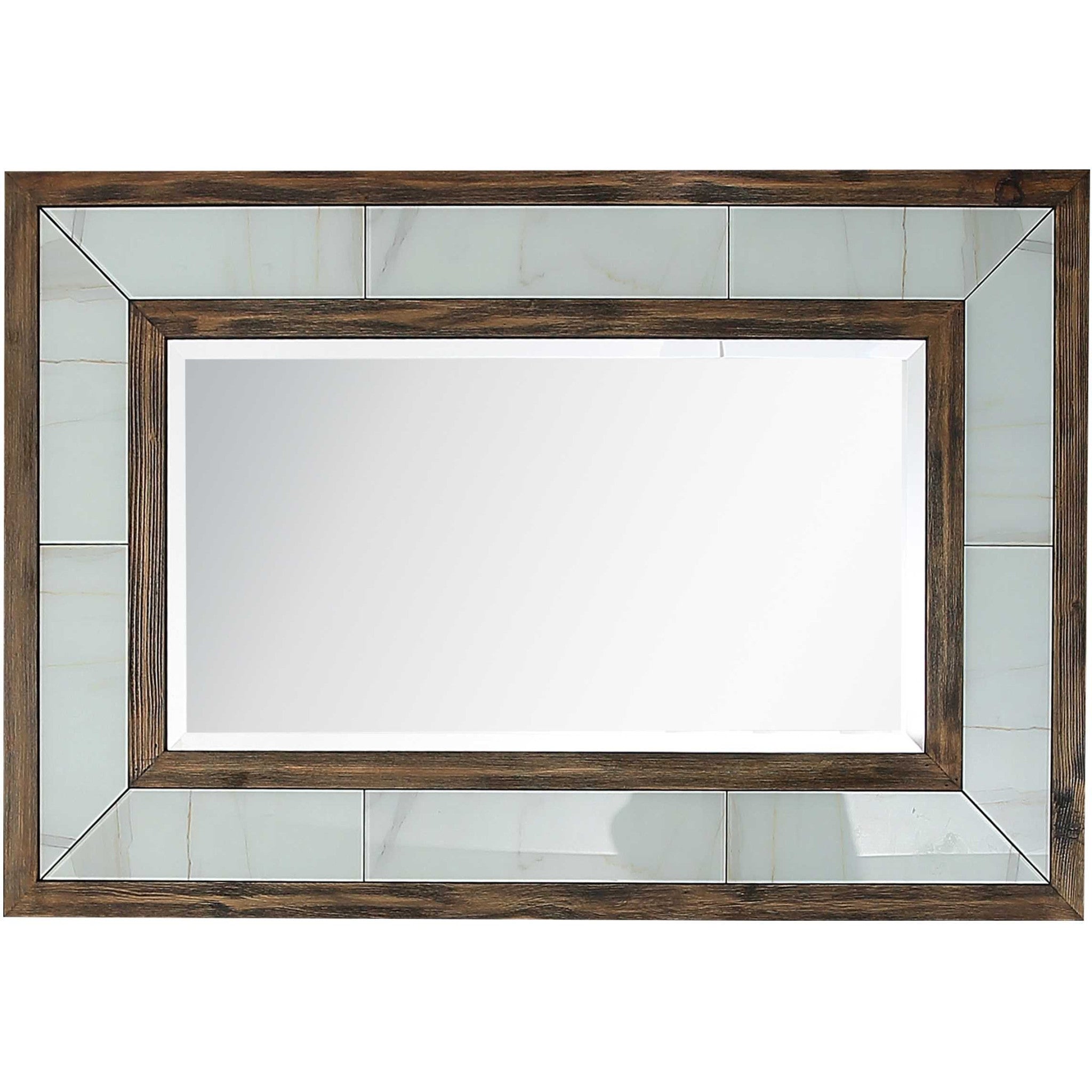 32" Brown Wood Framed Accent Mirror-Mirrors-DECOROLALA