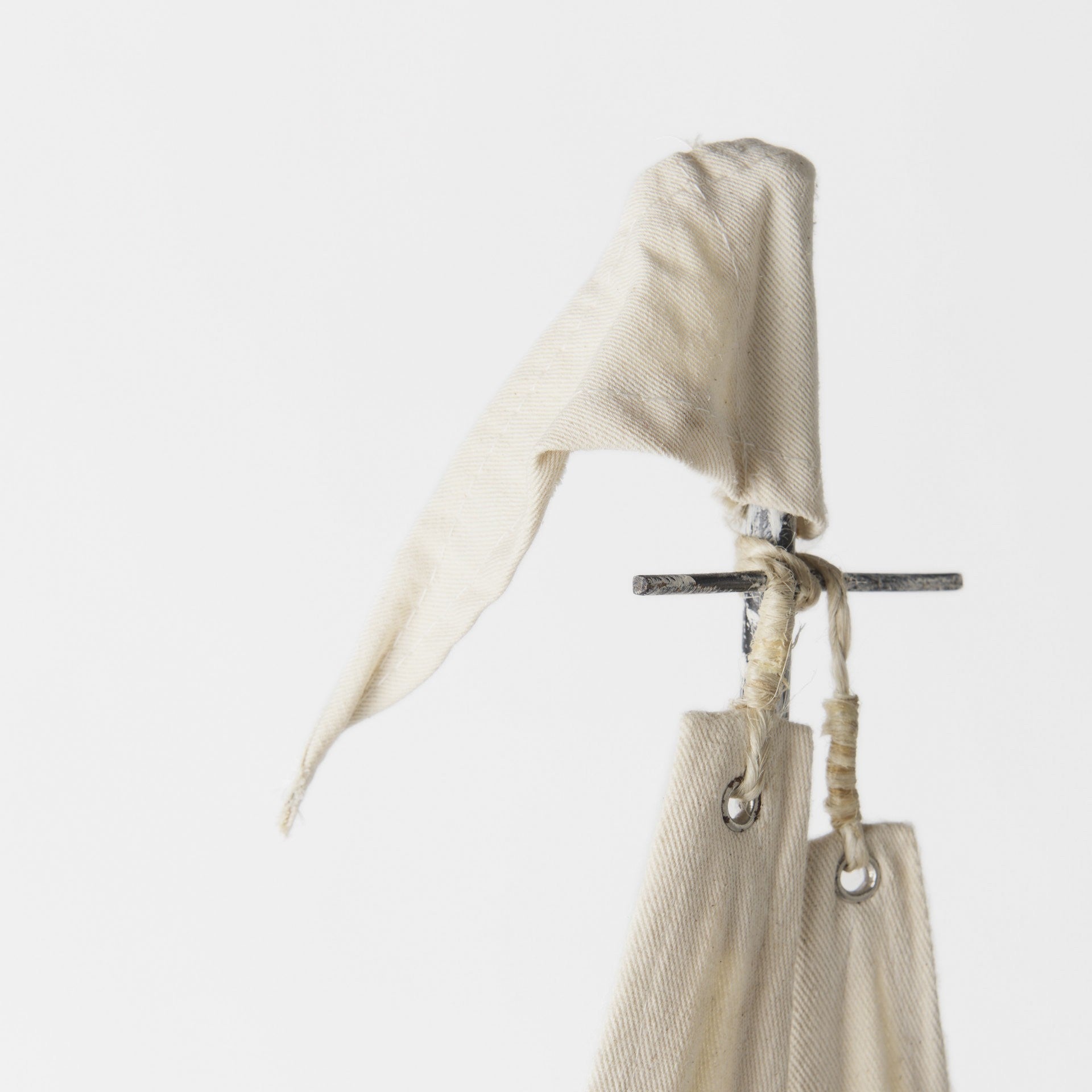 32" Brown Wood and Fabric Sailboat Tabletop Sculpture-Sculptures-DECOROLALA