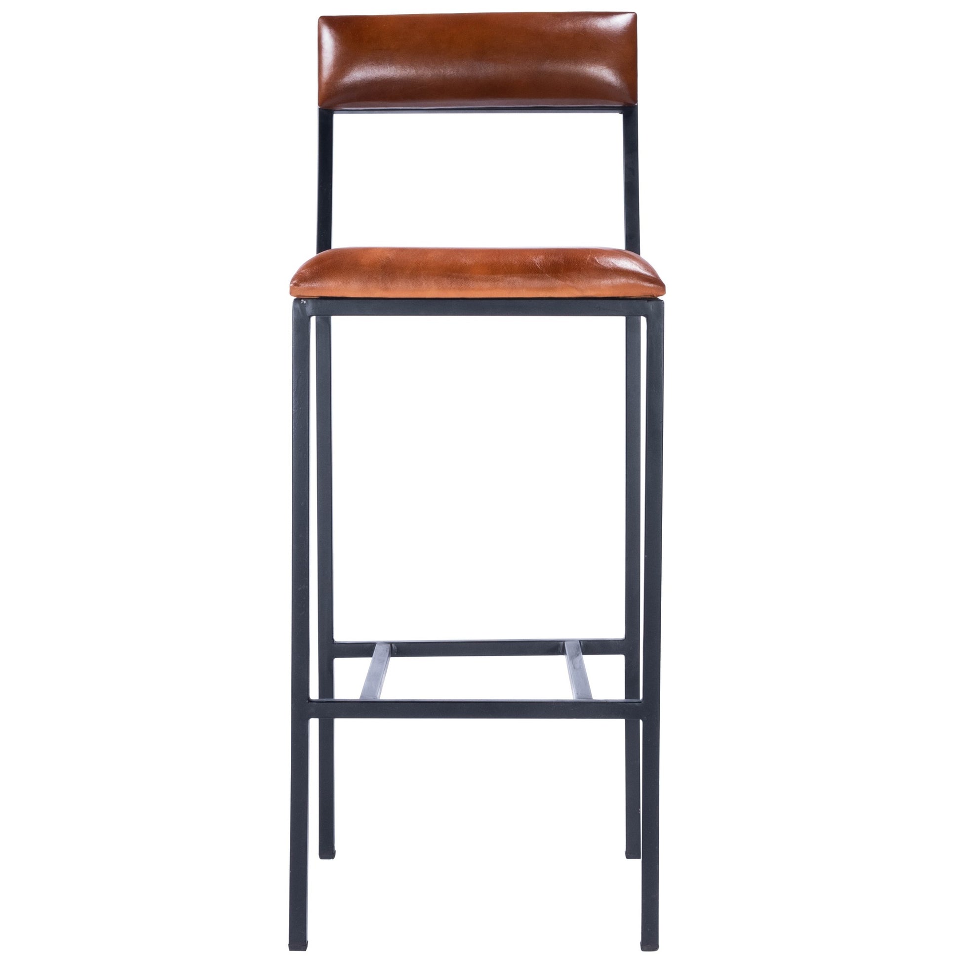 32" Brown and Black Manufactured Wood and Iron Bar Chair-Bar Chairs-DECOROLALA